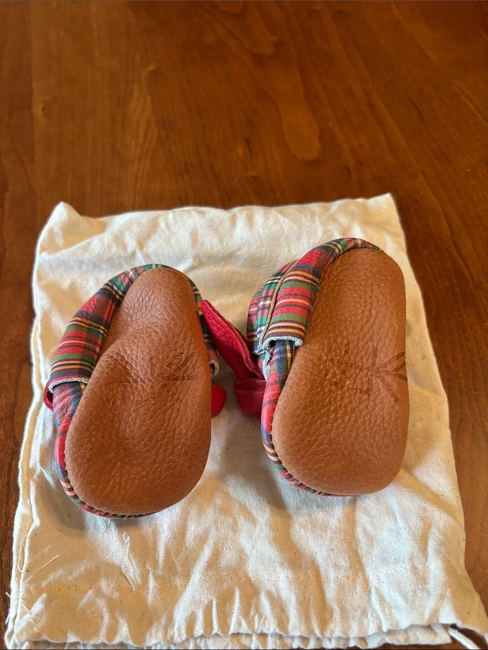 Freshly Picked Red Plaid Moccasins with Red Bow